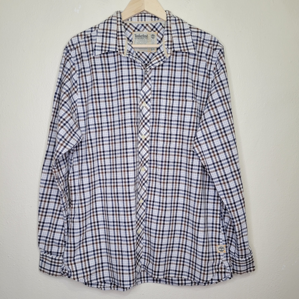 Timberland  Plaid 100% Cotton Button Front, Size L